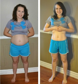 women losing belly fat after before